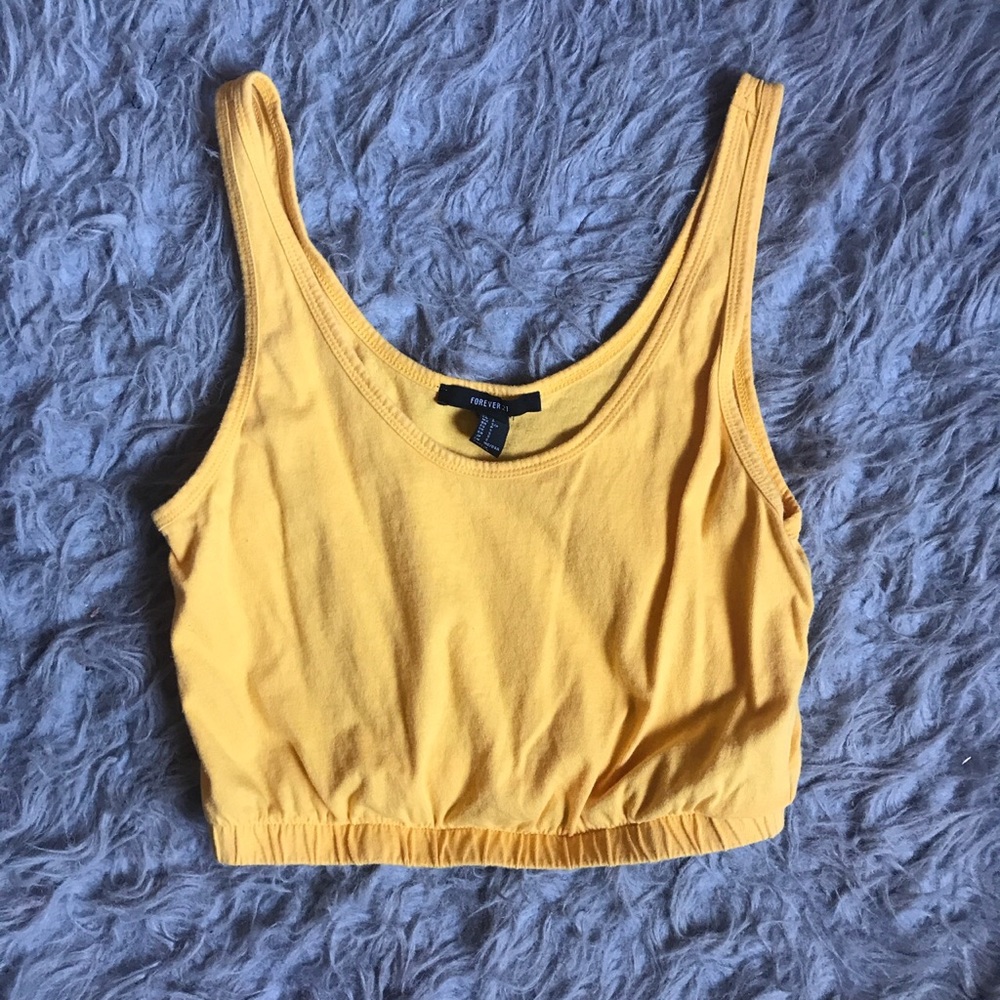 Yellow scoop neck crop top